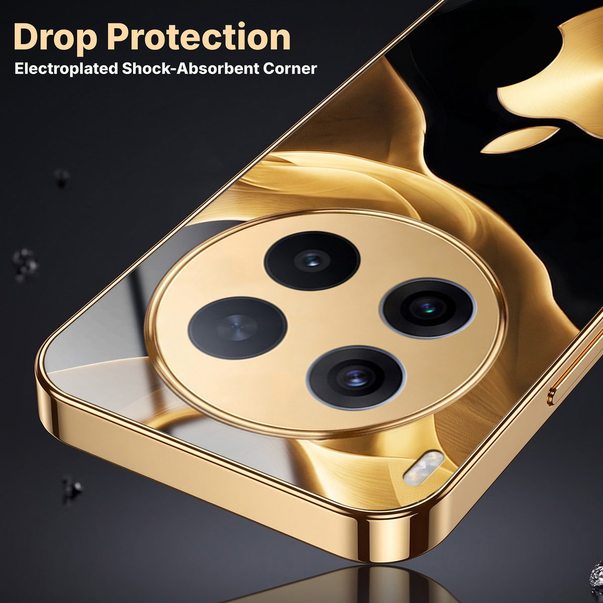 Vivo X300 Pro 5G Luxury Wave Gold Electroplated Glass Phone Back Case