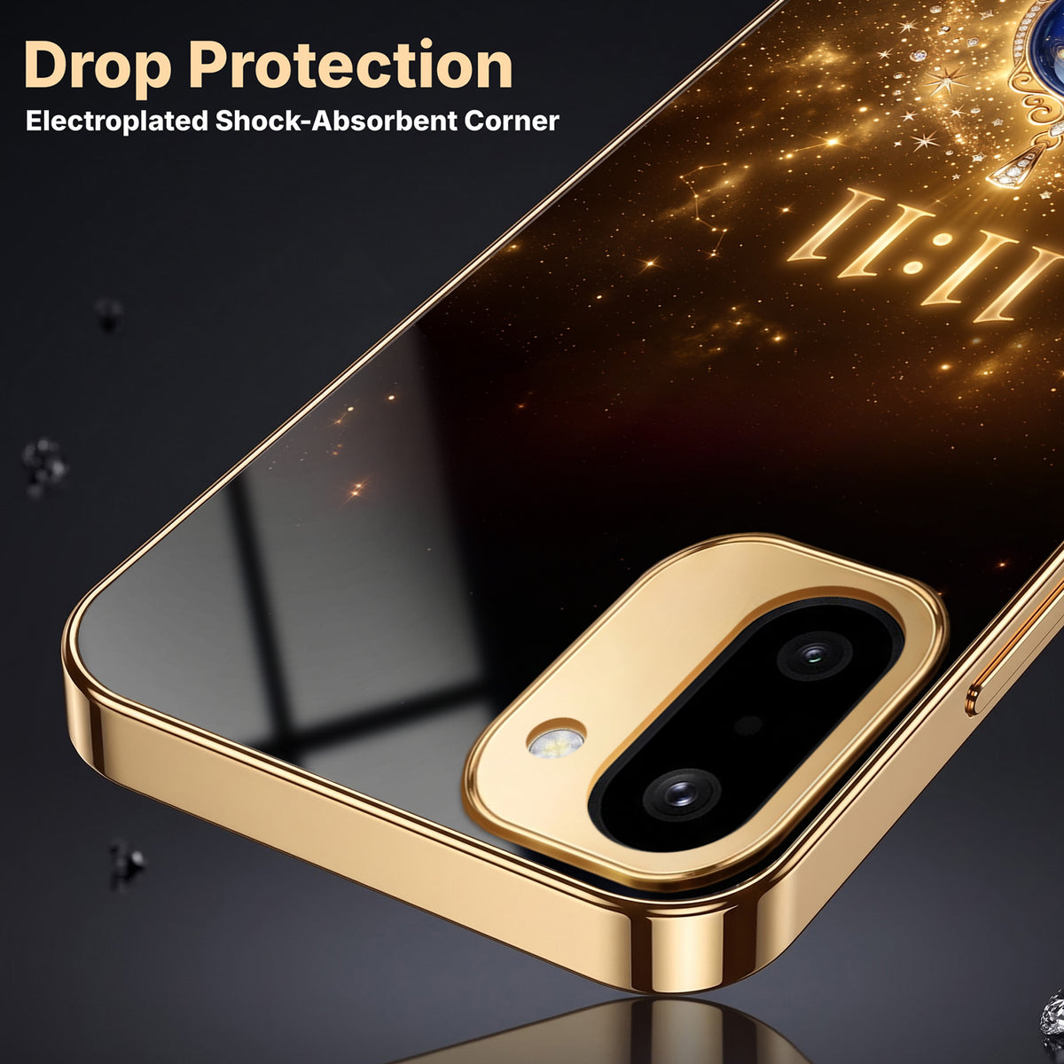 OnePlus 15R 5G God’s Plan Evil Eye Gold Electroplated Glass Phone Back Case