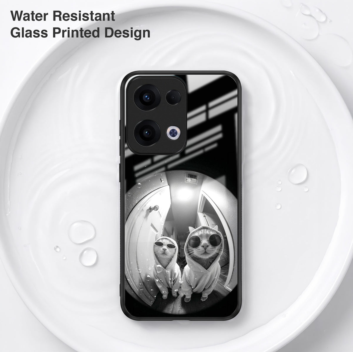 Oppo Reno 13 5G Premium Acrylic Shockproof Glass Back Case (Purrfect Duo)