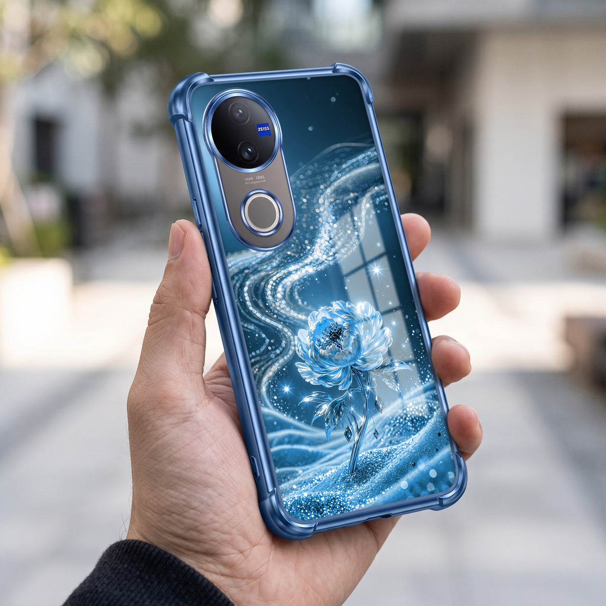Vivo V50 5G Blue Rose Airbags Printed Back Case