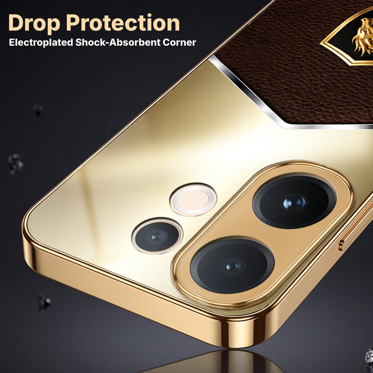 Vivo V60 5G Dragon Crest Gold Electroplated Glass Phone Back Case