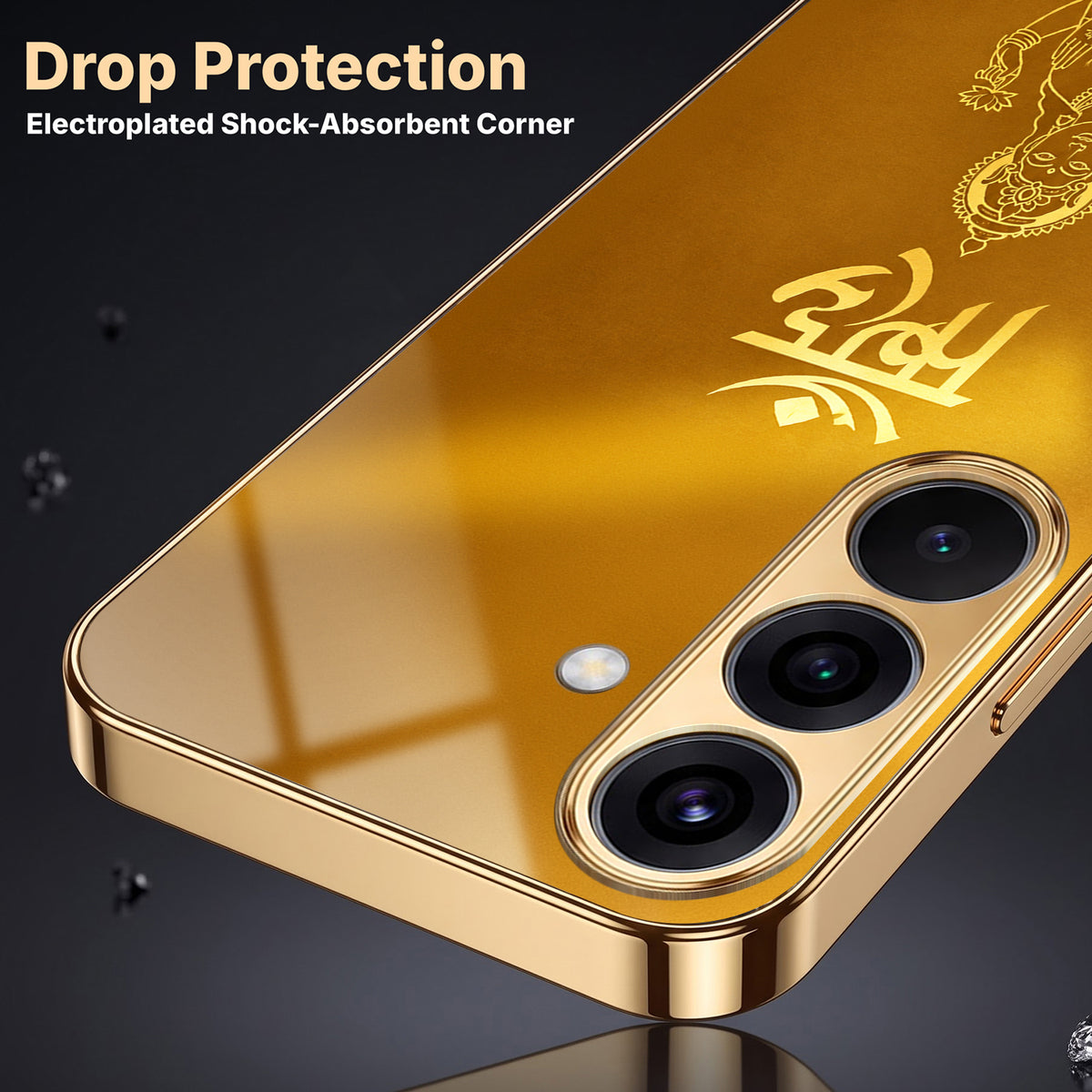 Samsung Galaxy A36 5G Shree Lakshmi Divine Gold Electroplated Glass Phone Back Case