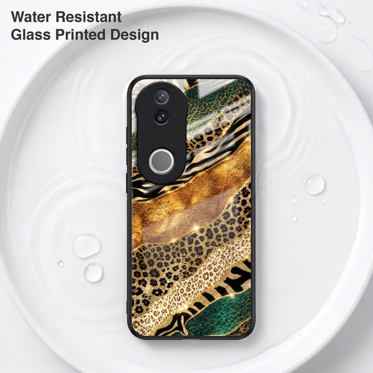 Vivo V50 5G Golden Leopard Acrylic Glass Back Case