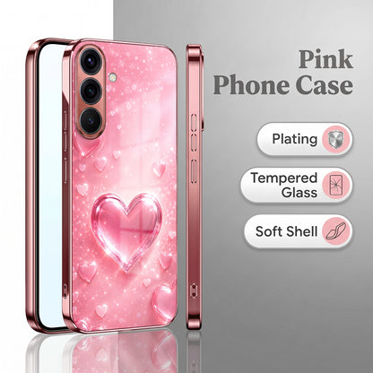 Samsung Galaxy A56 5G Luxury 3D Jelly Heart Pink Electroplated Glass Phone Back Case