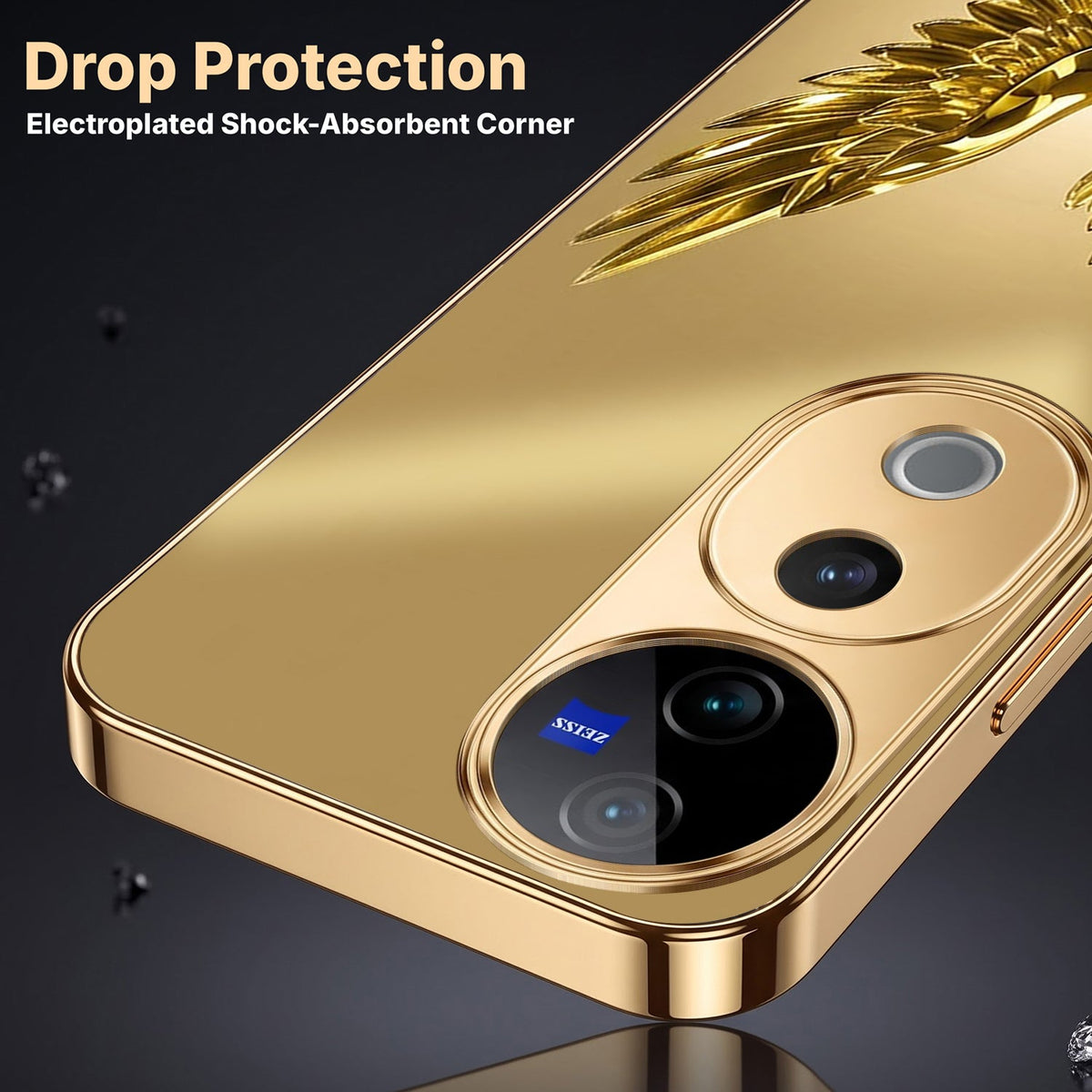 Vivo V40 Pro 5G Golden Eagle Gold Electroplated Glass Phone Back Case