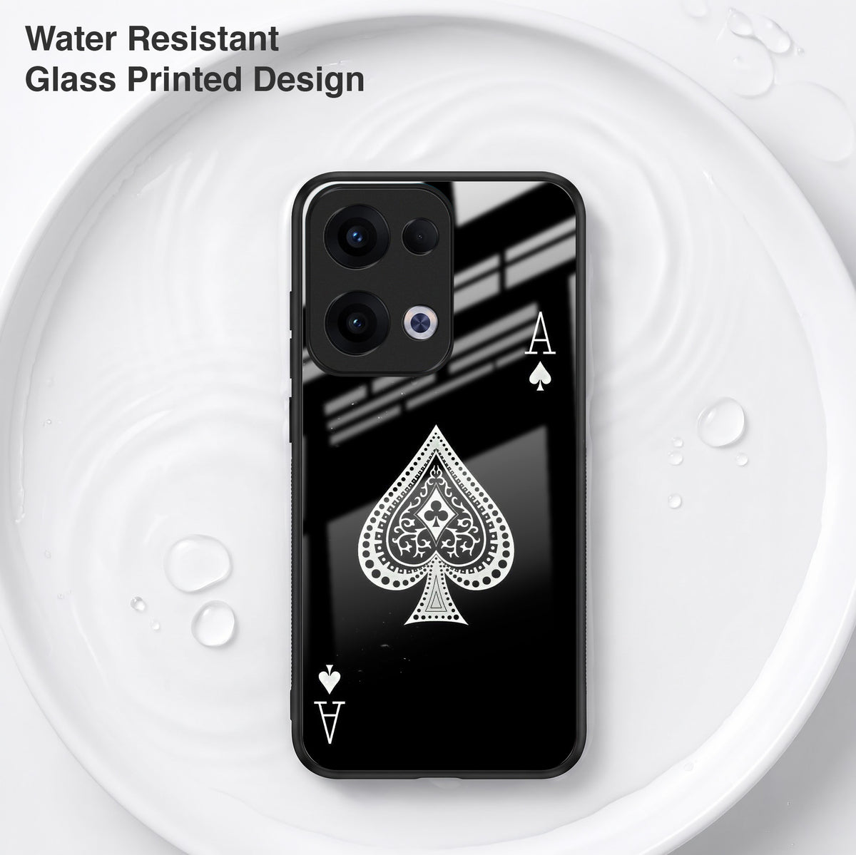 Oppo Reno 13 5G Premium Acrylic Shockproof Glass Back Case (Black Ace)