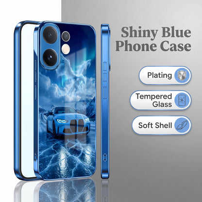 Vivo V60 5G Ice Dragon GT Blue Electroplated Glass Phone Back Case