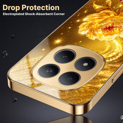 Redmi Note 15 Pro+ 5G Golden Rose Elegance Gold Electroplated Glass Phone Back Case