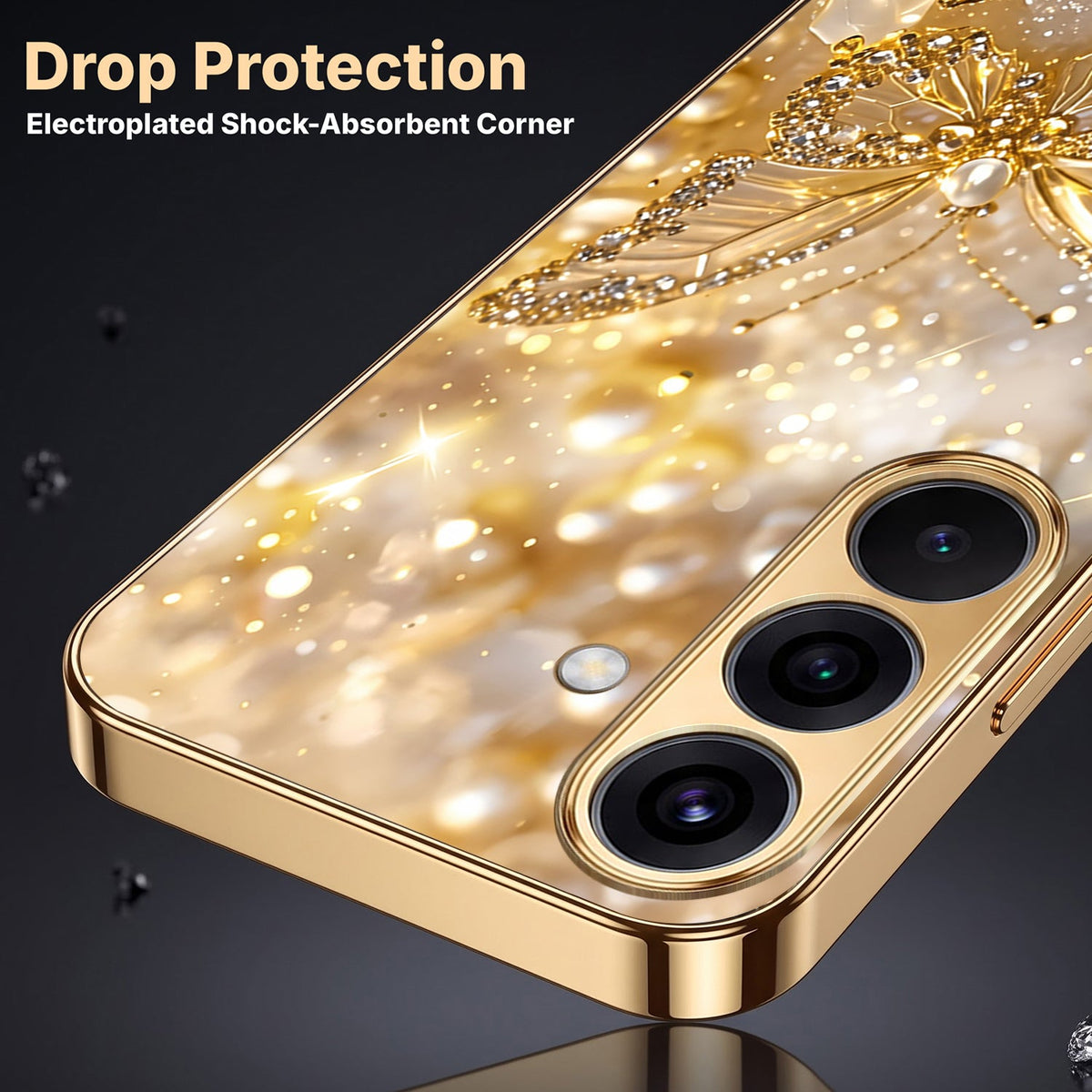 Samsung Galaxy A36 5G Golden Butterfly Gold Electroplated Glass Phone Back Case