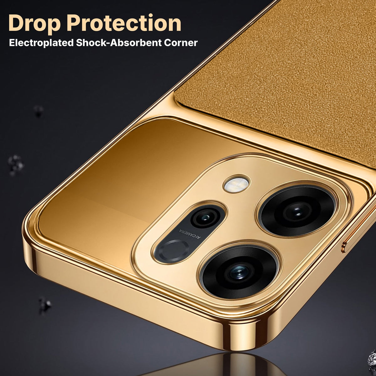 Oppo Reno 14 5G Royal Touch Apple Gold Electroplated Glass Phone Back Case