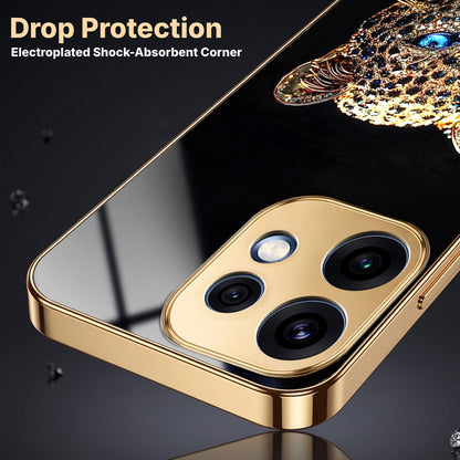 Oppo Reno 16 5G Panther Gold Electroplated Glass Phone Back Case