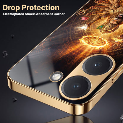 Poco X8 Pro 5G Lord Narasimha Gold Electroplated Glass Phone Back Case