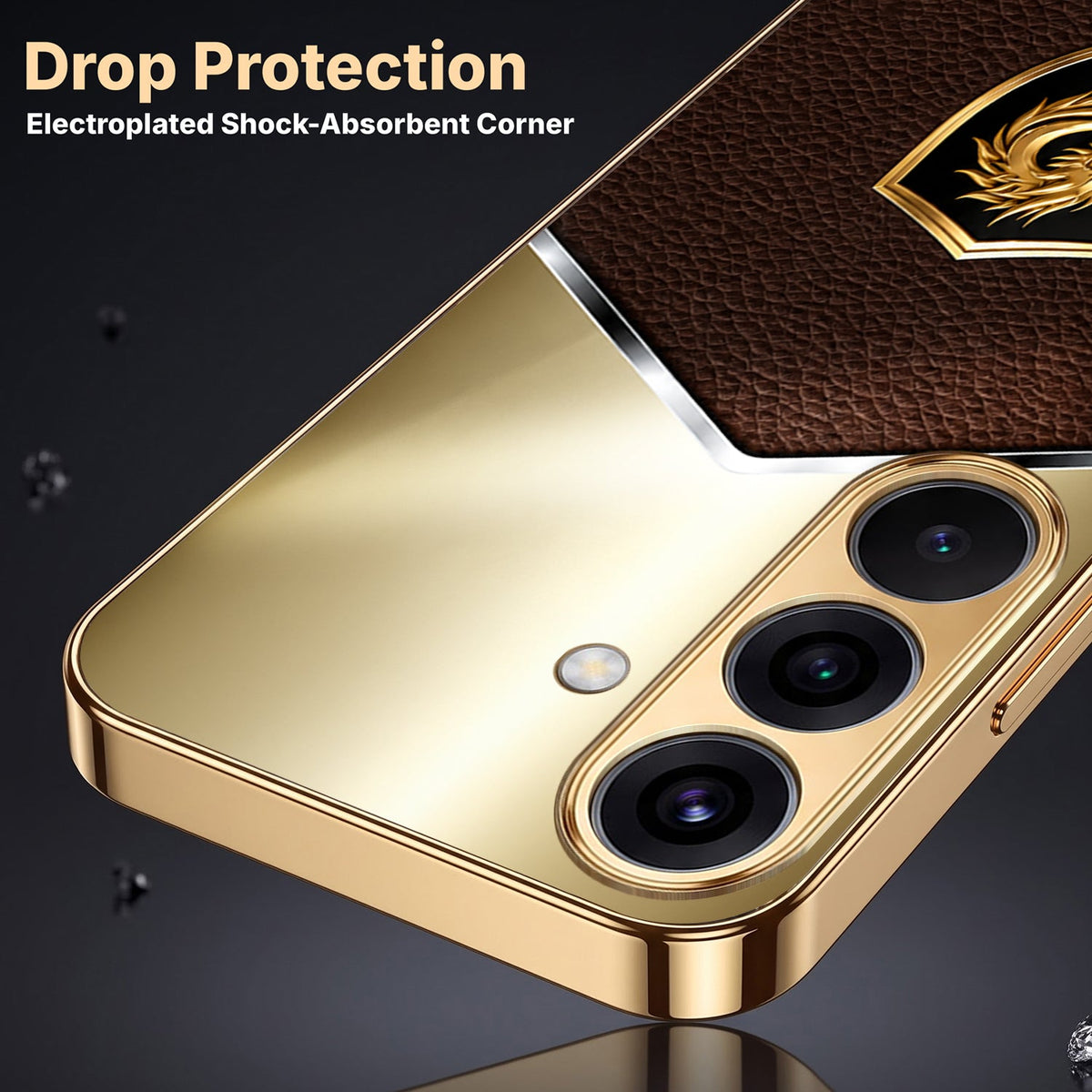 Samsung Galaxy A56 5G Dragon Crest Gold Electroplated Glass Phone Back Case