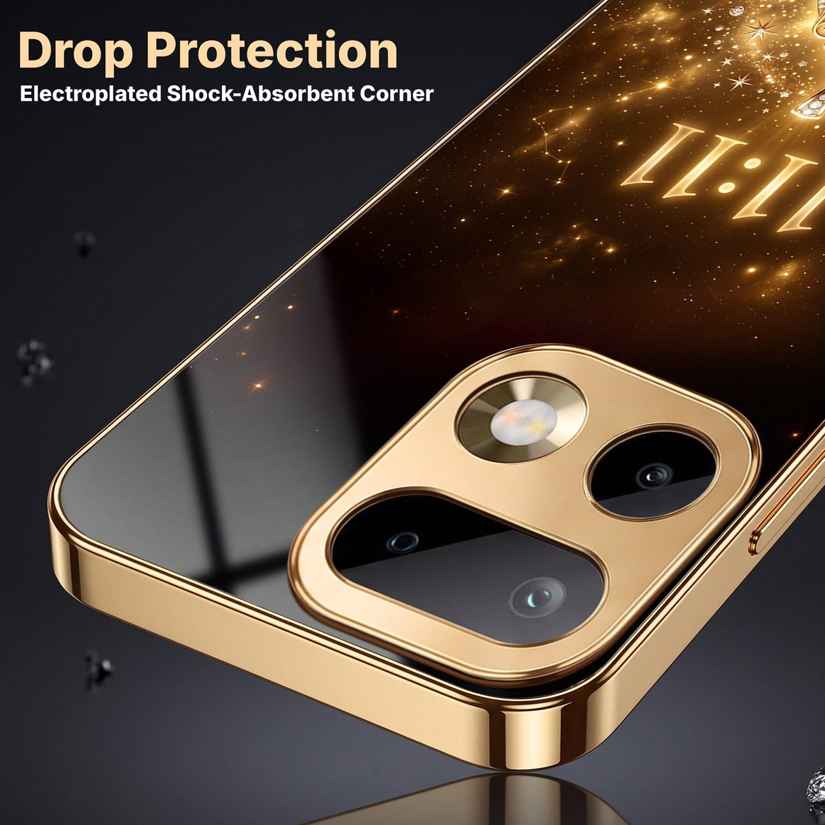 Realme 16 Pro+ 5G God’s Plan Evil Eye Gold Electroplated Glass Phone Back Case
