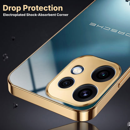 Oppo Reno 16 5G Porsche Luxury Gold Electroplated Glass Phone Back Case