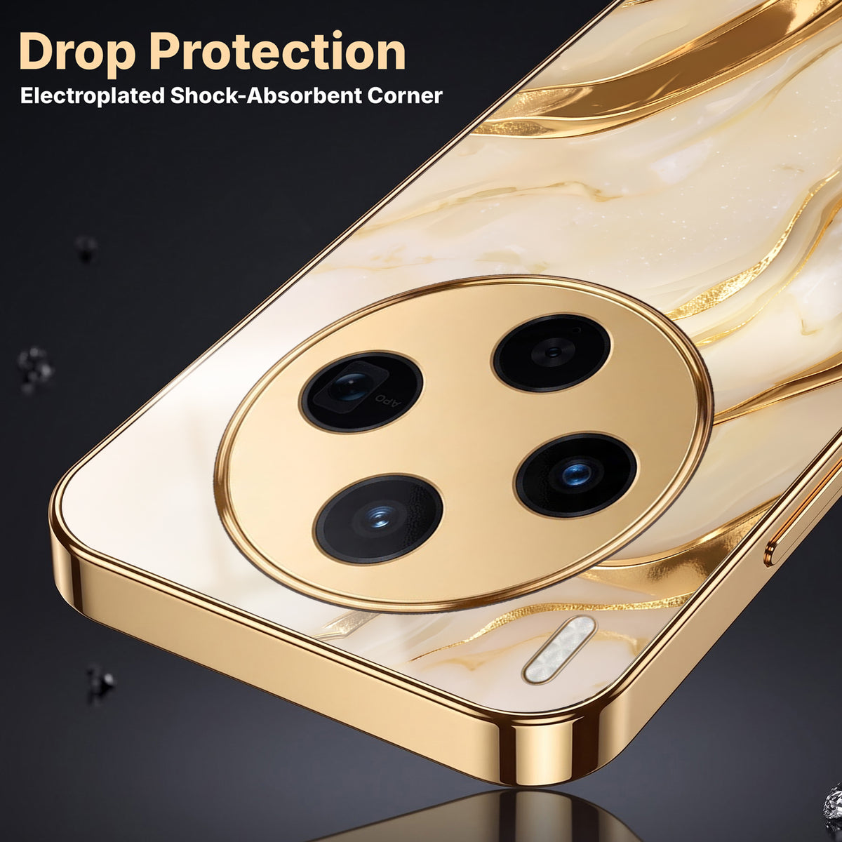 Vivo X300 5G Marvel Texture Gold Electroplated Glass Phone Back Case