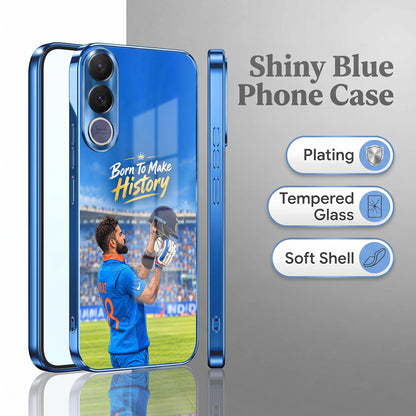 Vivo V70 FE 5G Born TO Make History Blue Electroplated Glass Phone Back Case