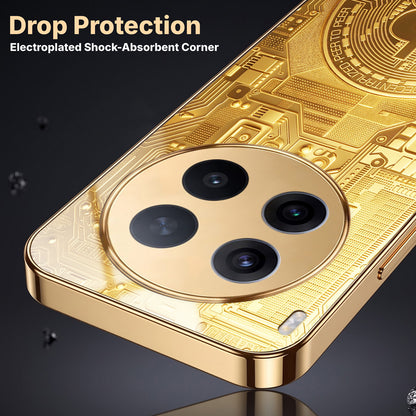 Vivo X300 Pro 5G Bitcoin Gold Electroplated Glass Phone Back Case