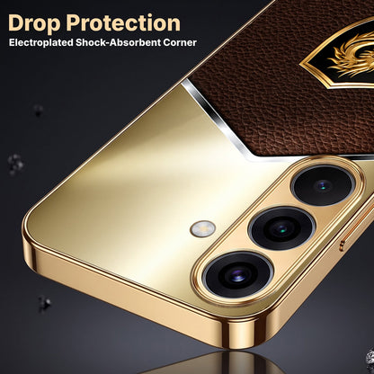 Samsung Galaxy A36 5G Dragon Crest Gold Electroplated Glass Phone Back Case