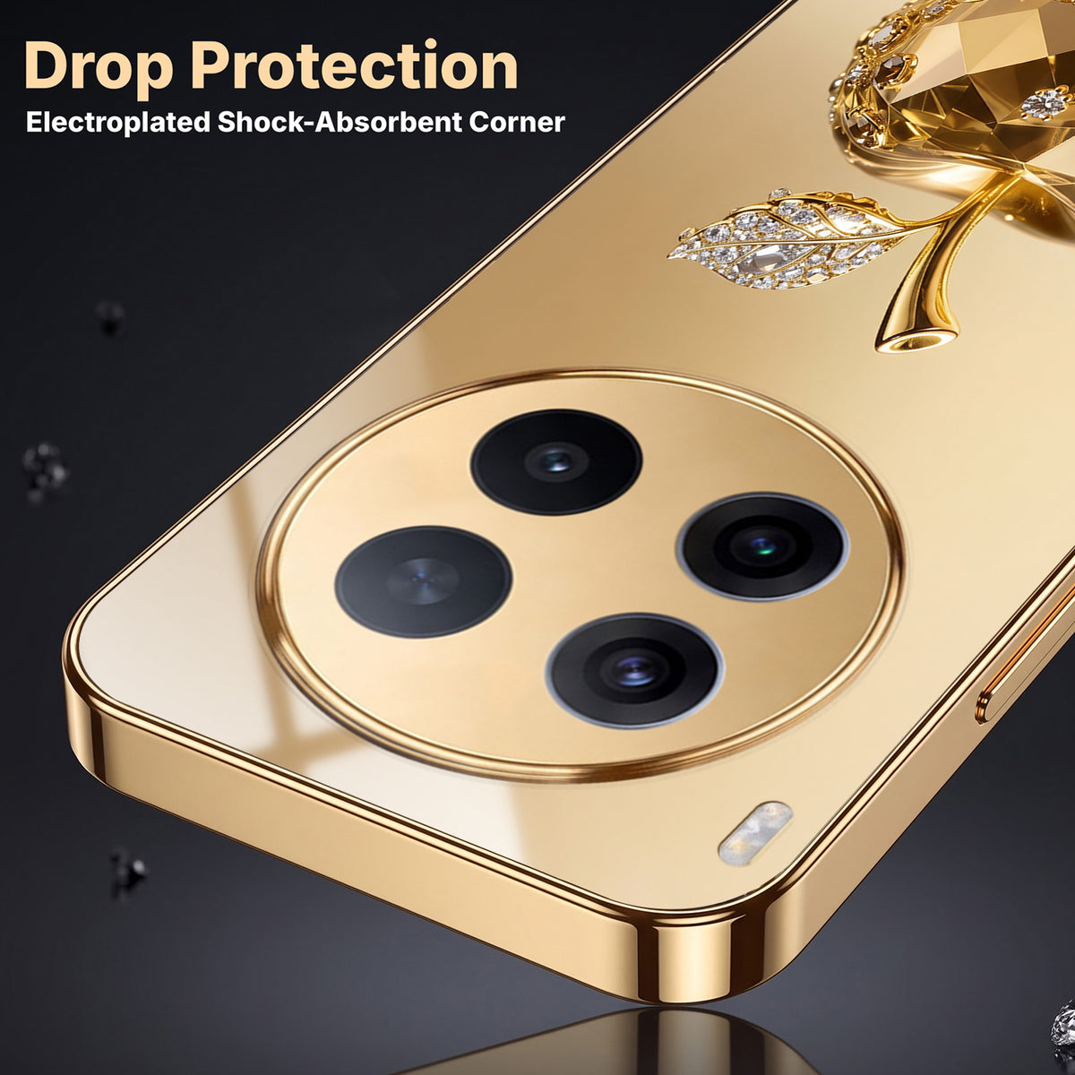 Vivo X300 Pro 5G Golden Apple Gold Electroplated Glass Phone Back Case
