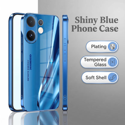 Vivo V60 5G Luxury Infinity Energy Blue Electroplated Glass Phone Back Case