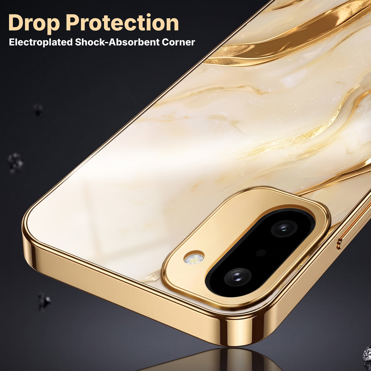 OnePlus 15R 5G Marvel Texture Gold Electroplated Glass Phone Back Case