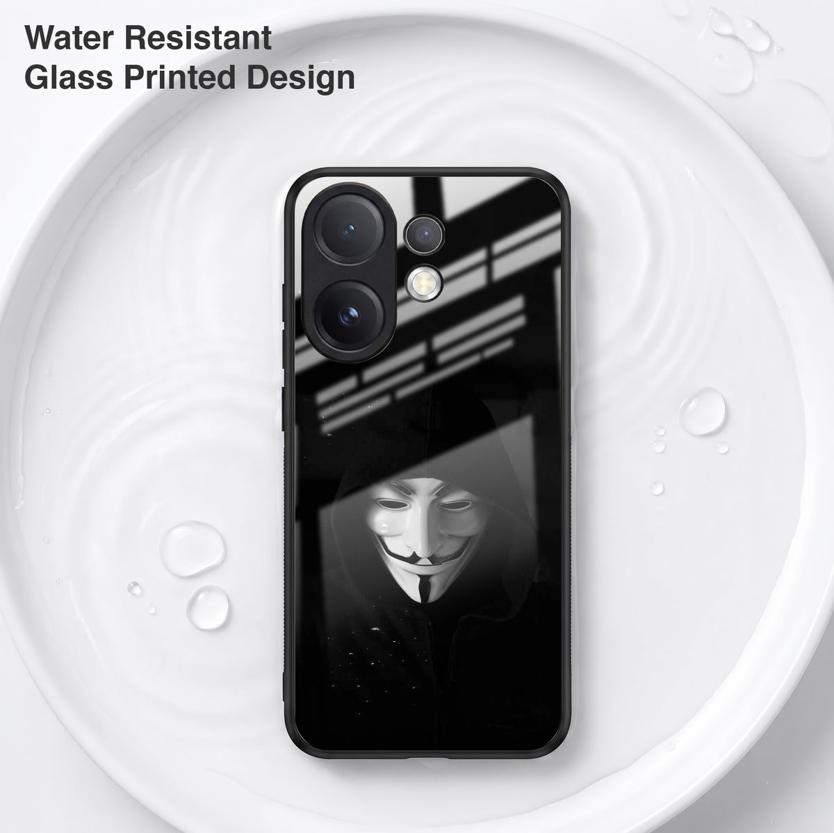 Vivo V60 5G Premium Acrylic Shockproof Glass Back Case (Dark Hacker)