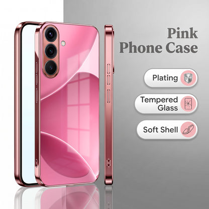 Samsung Galaxy A36 5G Luxury Glossy Wave Pink Electroplated Glass Phone Back Case