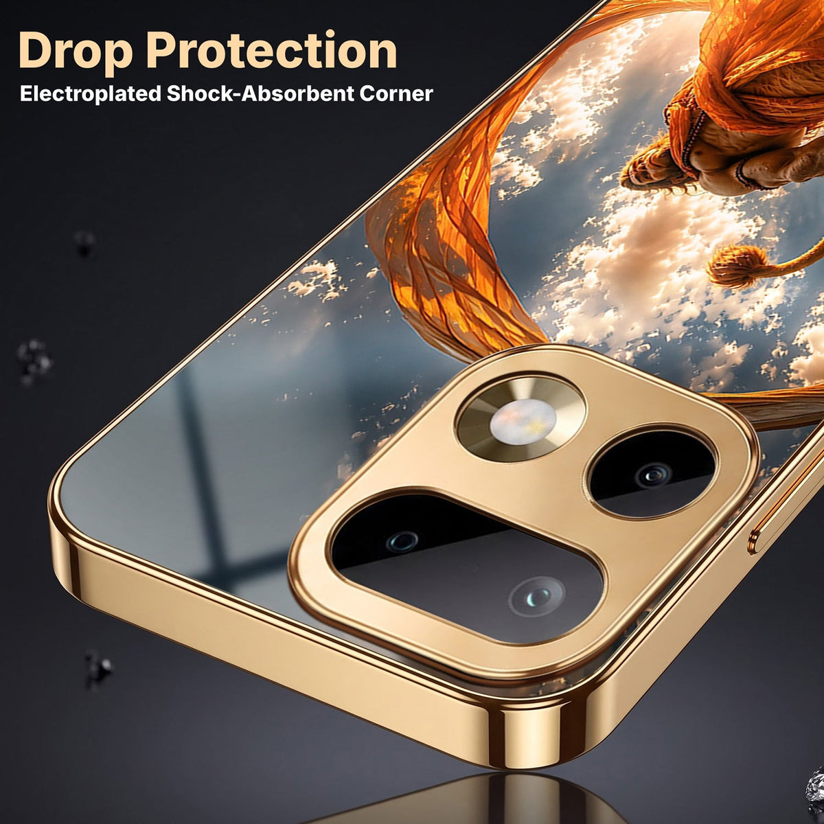 Realme 16 Pro+ 5G Divine Hanuman Gold Electroplated Glass Phone Back Case