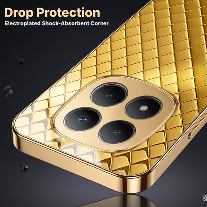 Redmi Note 15 Pro+ 5G Golden Criss Cross Gold Electroplated Glass Phone Back Case