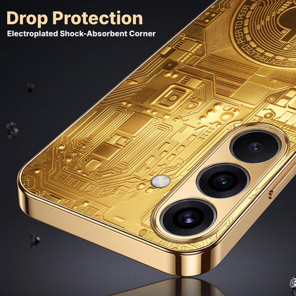 Samsung Galaxy A56 5G Bitcoin Gold Electroplated Glass Phone Back Case