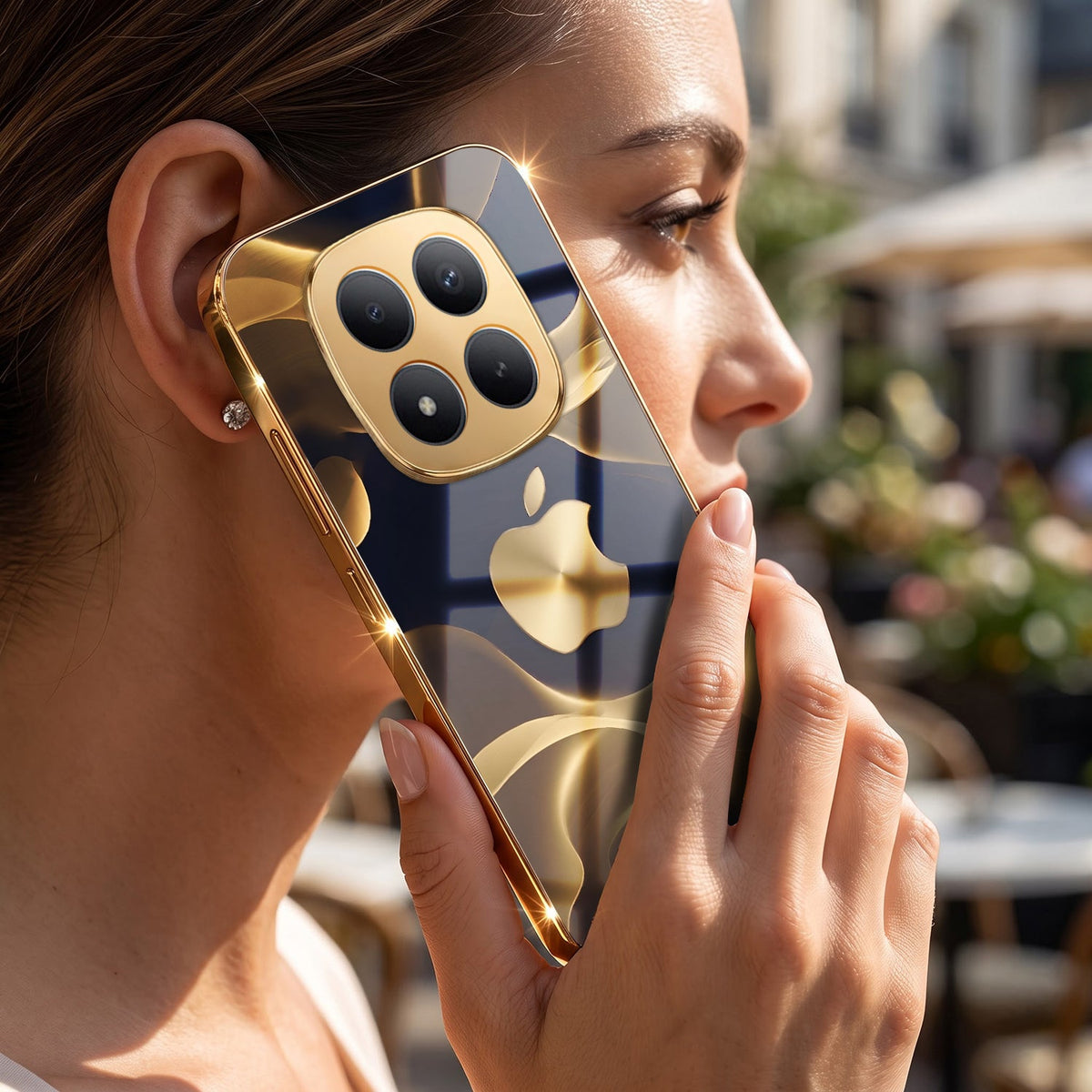 Redmi Note 15 Pro+ 5G Luxury Wave Gold Electroplated Glass Phone Back Case