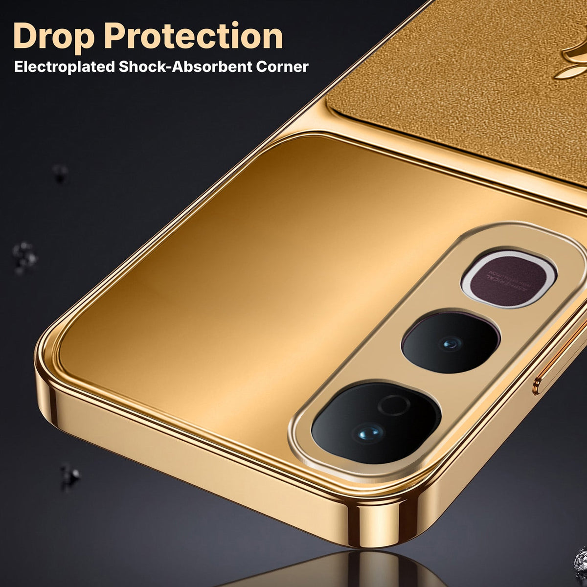 Vivo Y400 Pro 5G Royal Touch Apple Gold Electroplated Glass Phone Back Case