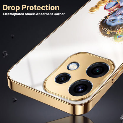 Oppo Reno 16 5G Bal Krishna Blessings Gold Electroplated Glass Phone Back Case