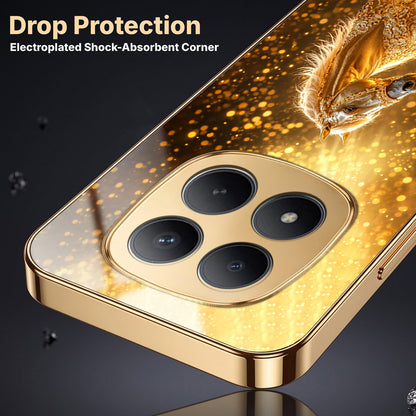 Redmi Note 15 Pro+ 5G Golden Horse Sparkle Gold Electroplated Glass Phone Back Case