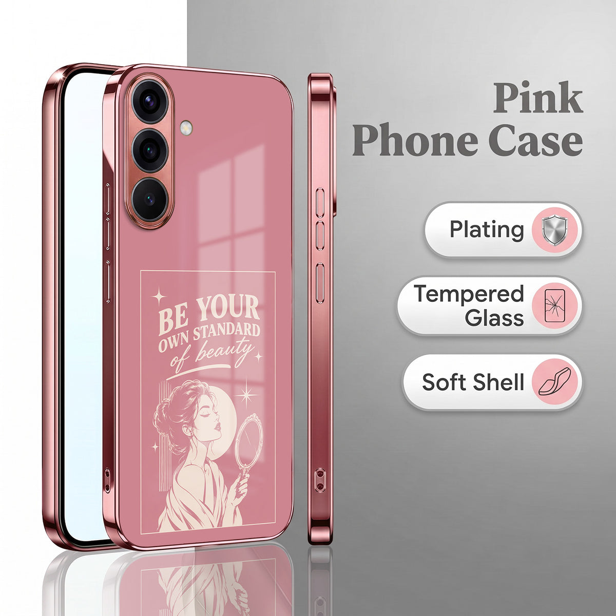 Samsung Galaxy A36 5G Luxury Aesthetic Girl Pink Electroplated Glass Phone Back Case
