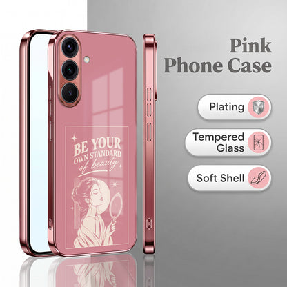 Samsung Galaxy A36 5G Luxury Aesthetic Girl Pink Electroplated Glass Phone Back Case