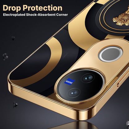 Vivo V50 5G Royal Emblem Gold Electroplated Glass Phone Back Case