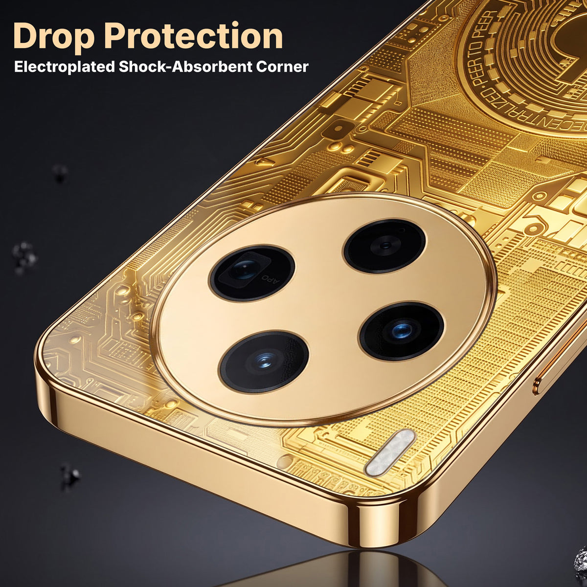 Vivo X300 5G Bitcoin Gold Electroplated Glass Phone Back Case