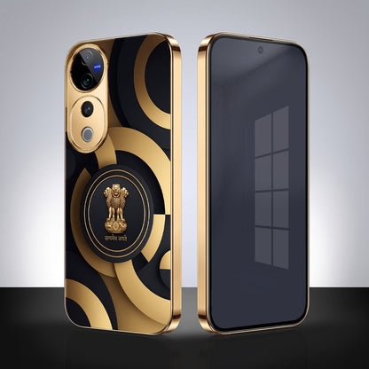 Vivo V40 Pro 5G Royal Emblem Gold Electroplated Glass Phone Back Case