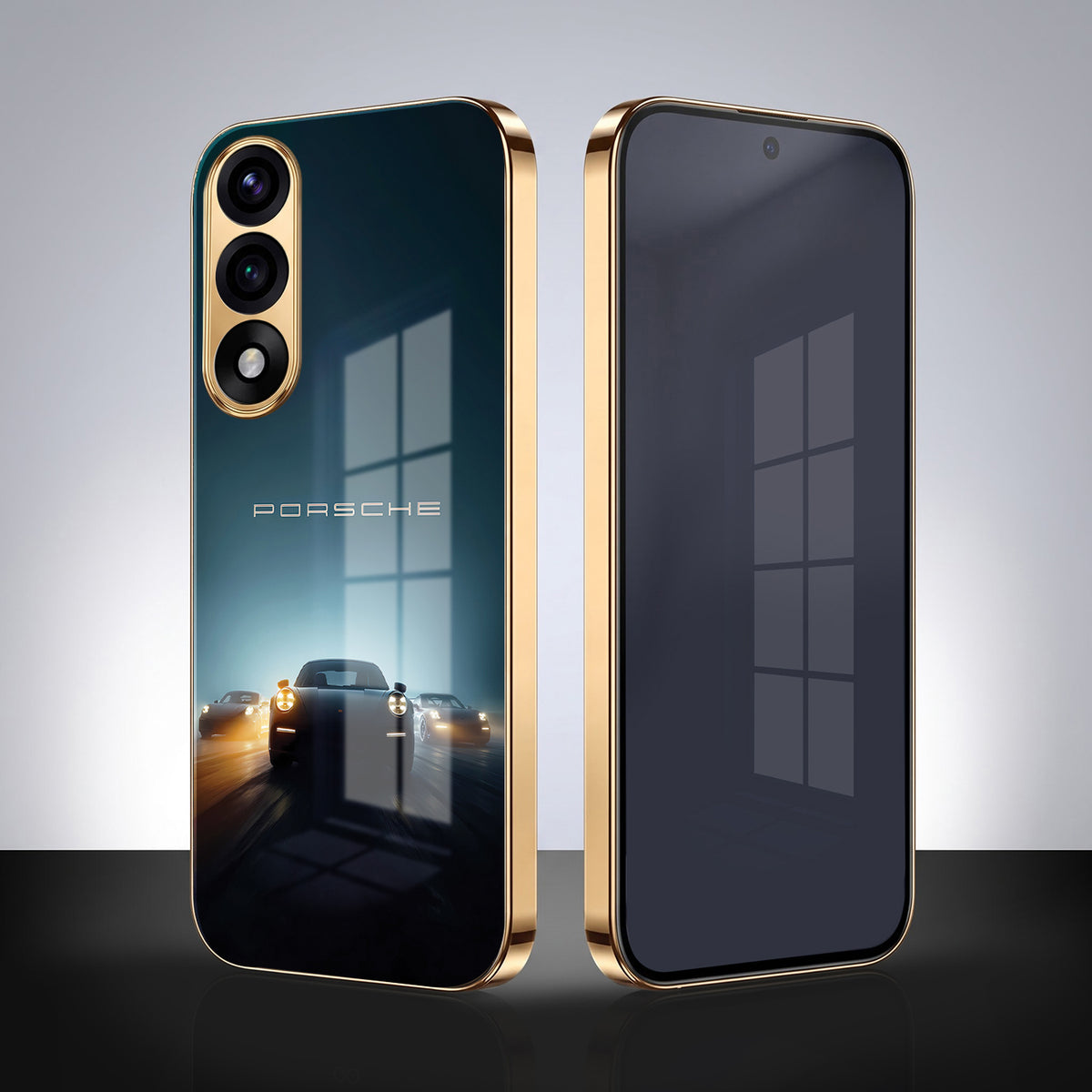 Oneplus Nord 5 5G Porsche Luxury Gold Electroplated Glass Phone Back Case