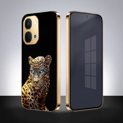 Vivo T5x 5G Panther Gold Electroplated Glass Phone Back Case