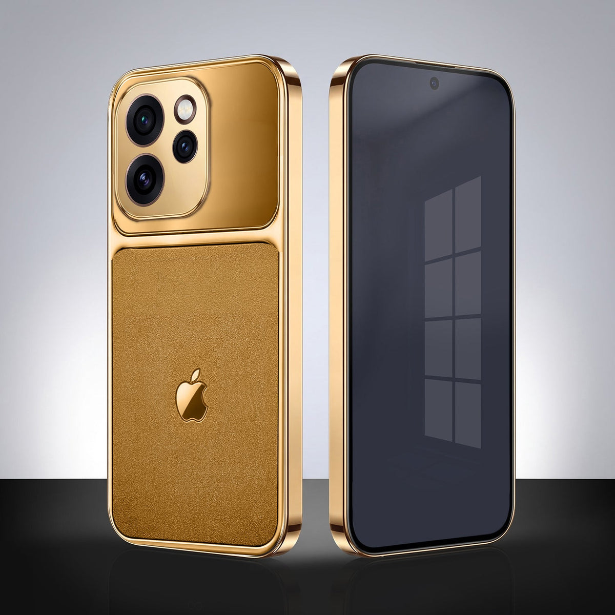 Oppo Reno 15 Pro Mini 5G Royal Touch Apple Gold Electroplated Glass Phone Back Case