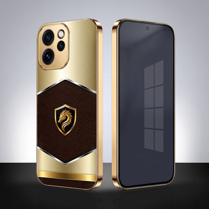 Oppo Reno 15 Pro Mini 5G Dragon Crest Gold Electroplated Glass Phone Back Case