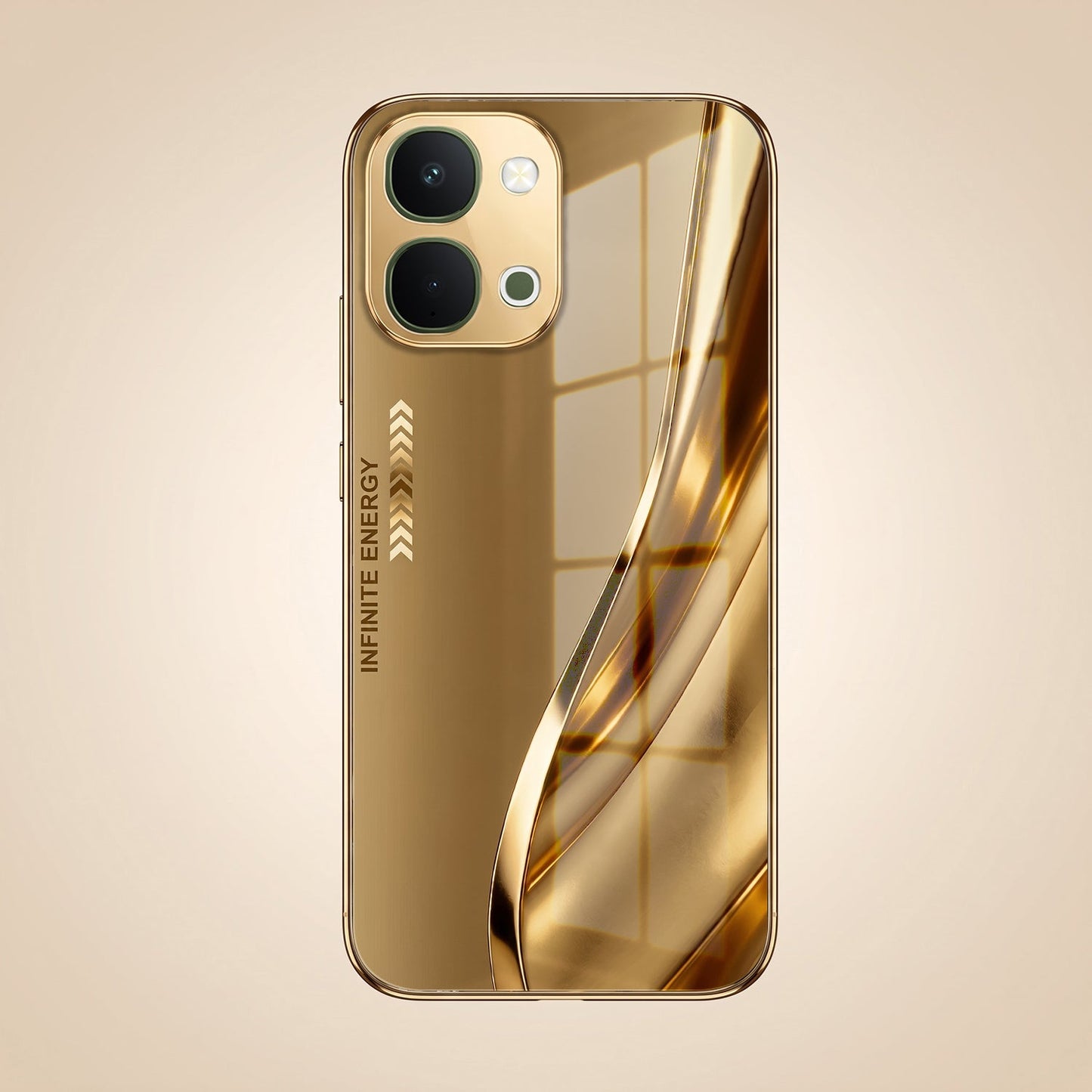 Vivo T5X 5G Luxury Infinity Energy Gold Electroplated Glass Phone Case