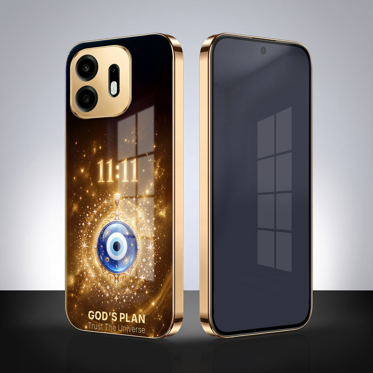 OnePlus N6 5G God’s Plan Evil Eye Gold Electroplated Glass Phone Back Case