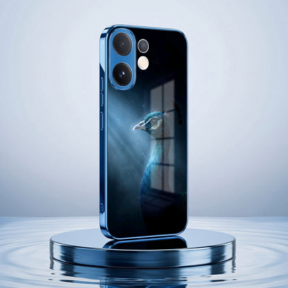 Vivo V60 5G Royal Peacock Blue Electroplated Glass Phone Back Case