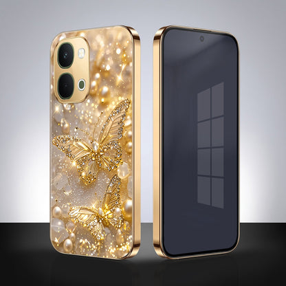 Vivo Y51 Pro 5G Golden Butterfly Gold Electroplated Glass Phone Back Case