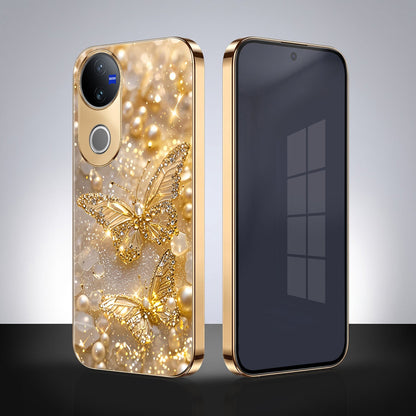 Vivo V50 5G Golden Butterfly Gold Electroplated Glass Phone Back Case