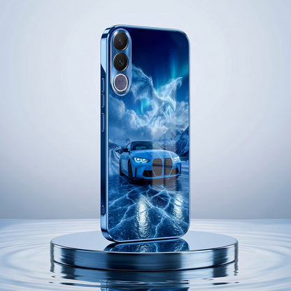 Vivo V70 FE 5G Ice Dragon GT Blue Electroplated Glass Phone Back Case